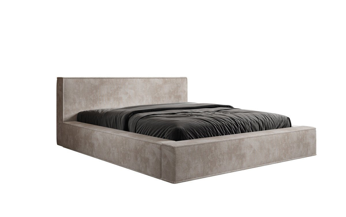 Designer Polsterbett Harmon in Cord mit Stauraum