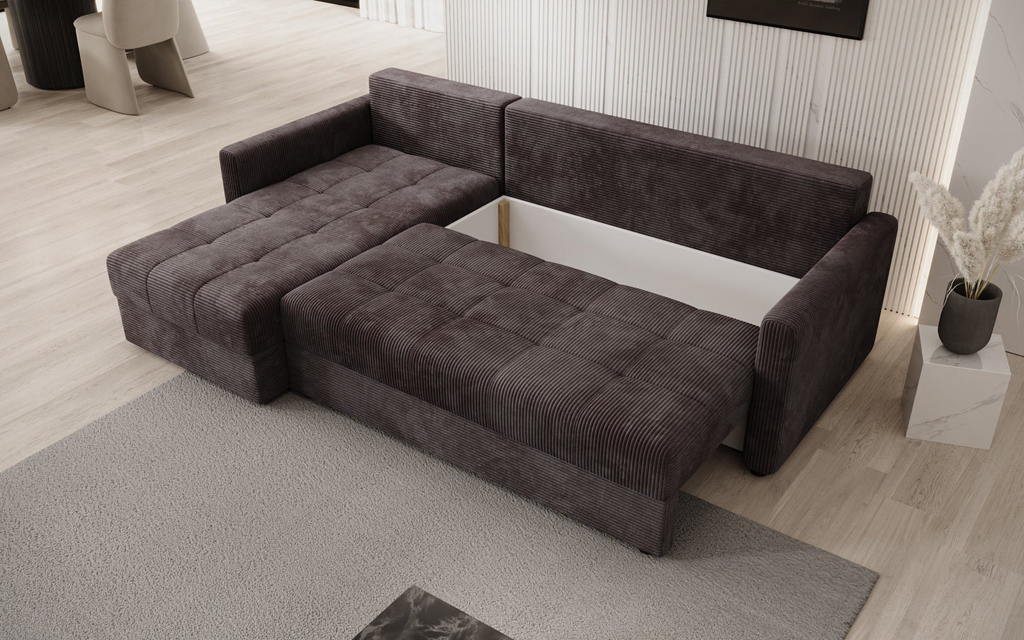 Luxusbetten24 Designer Sofa Roma Cord Schlaf‑Klappfunktion