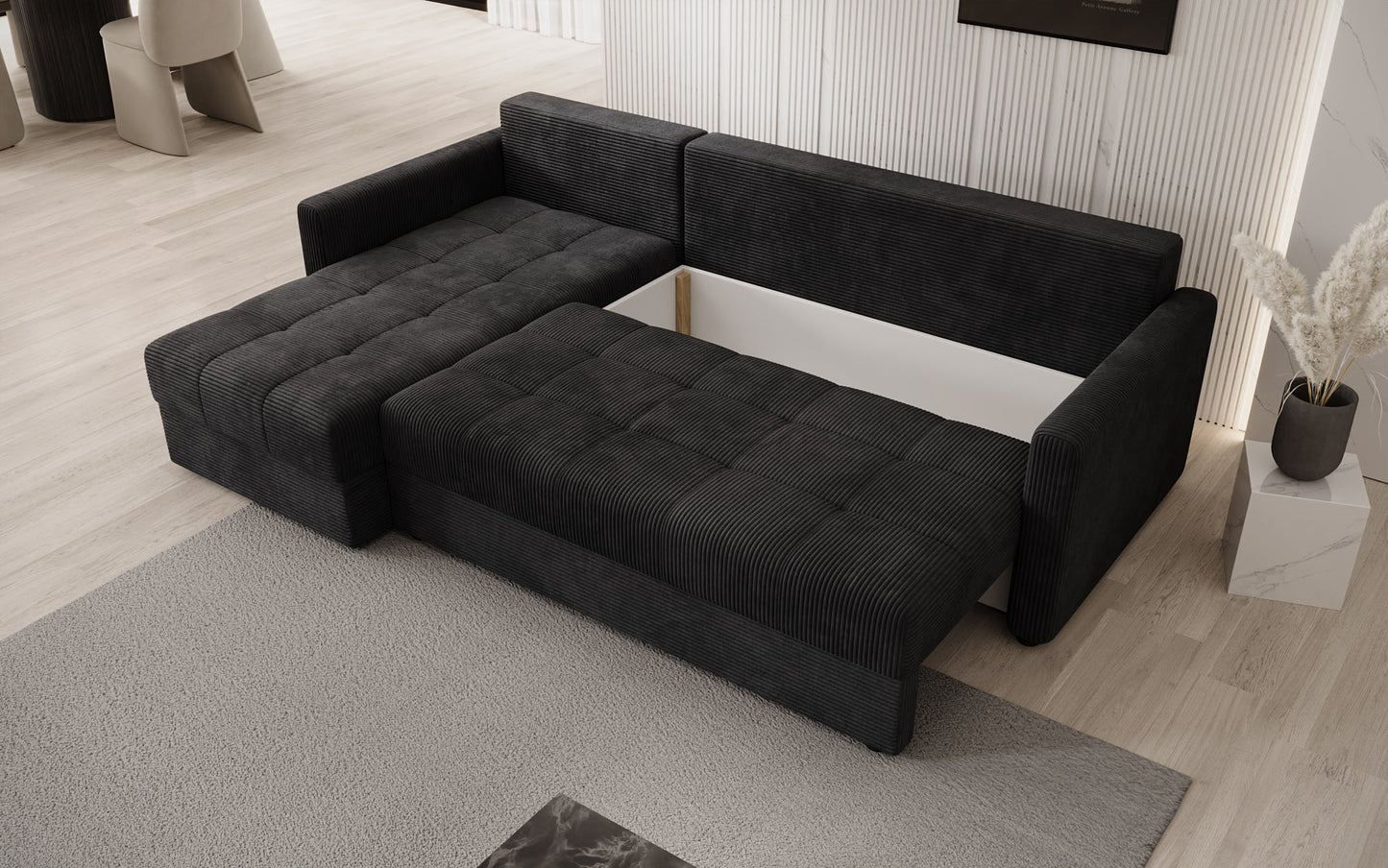 Luxusbetten24 Designer Sofa Roma Cord Schlaf‑Klappfunktion