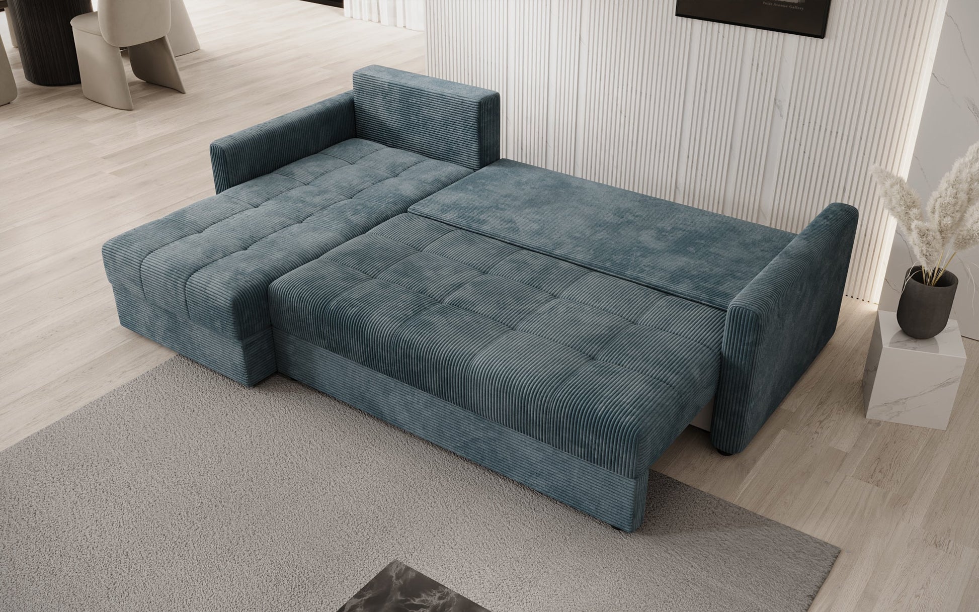 Luxusbetten24 Designer Sofa Roma Cord Schlaf‑Klappfunktion