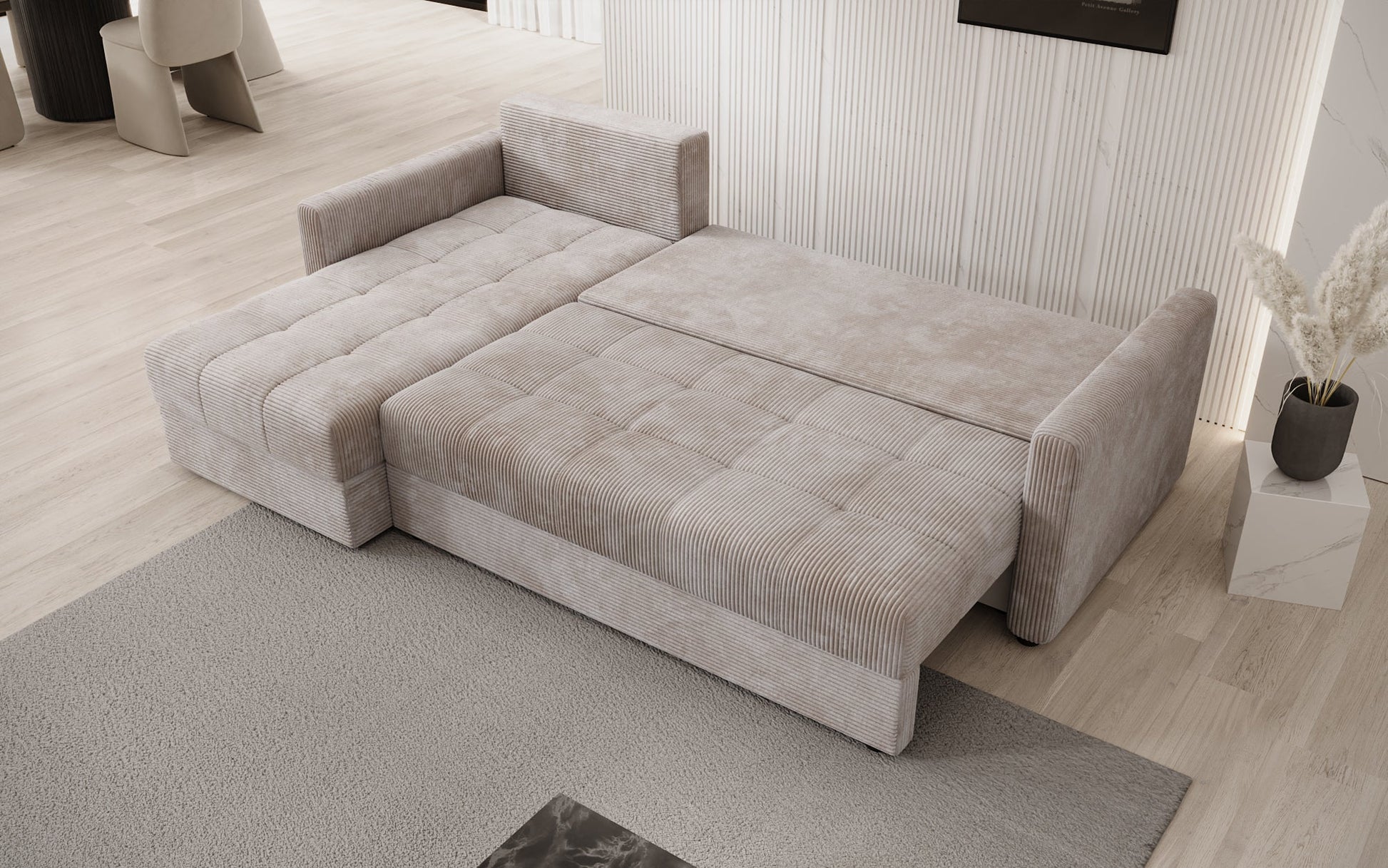 Luxusbetten24 Designer Sofa Roma Cord Schlaf‑Klappfunktion