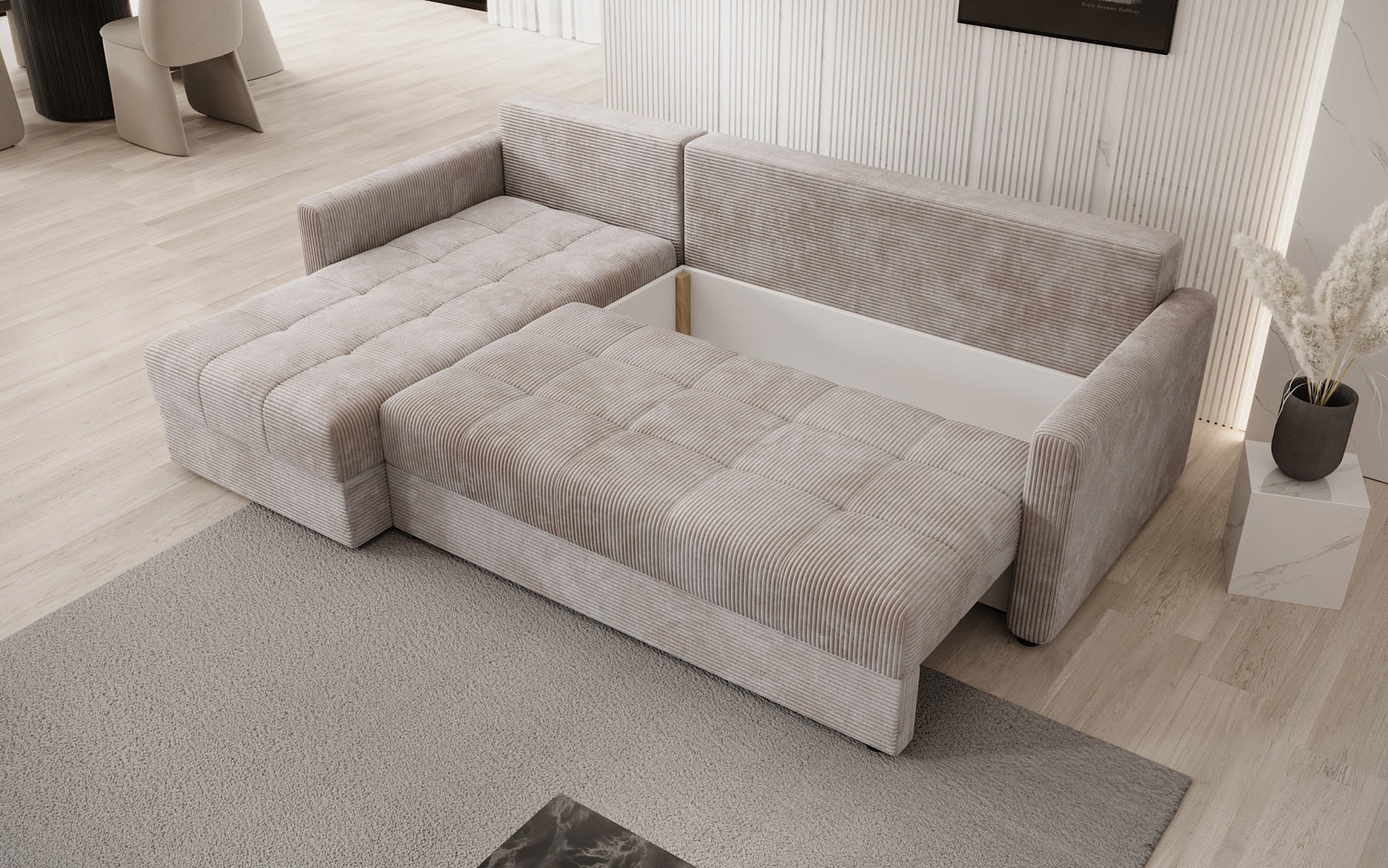Luxusbetten24 Designer Sofa Roma Cord Schlaf‑Klappfunktion