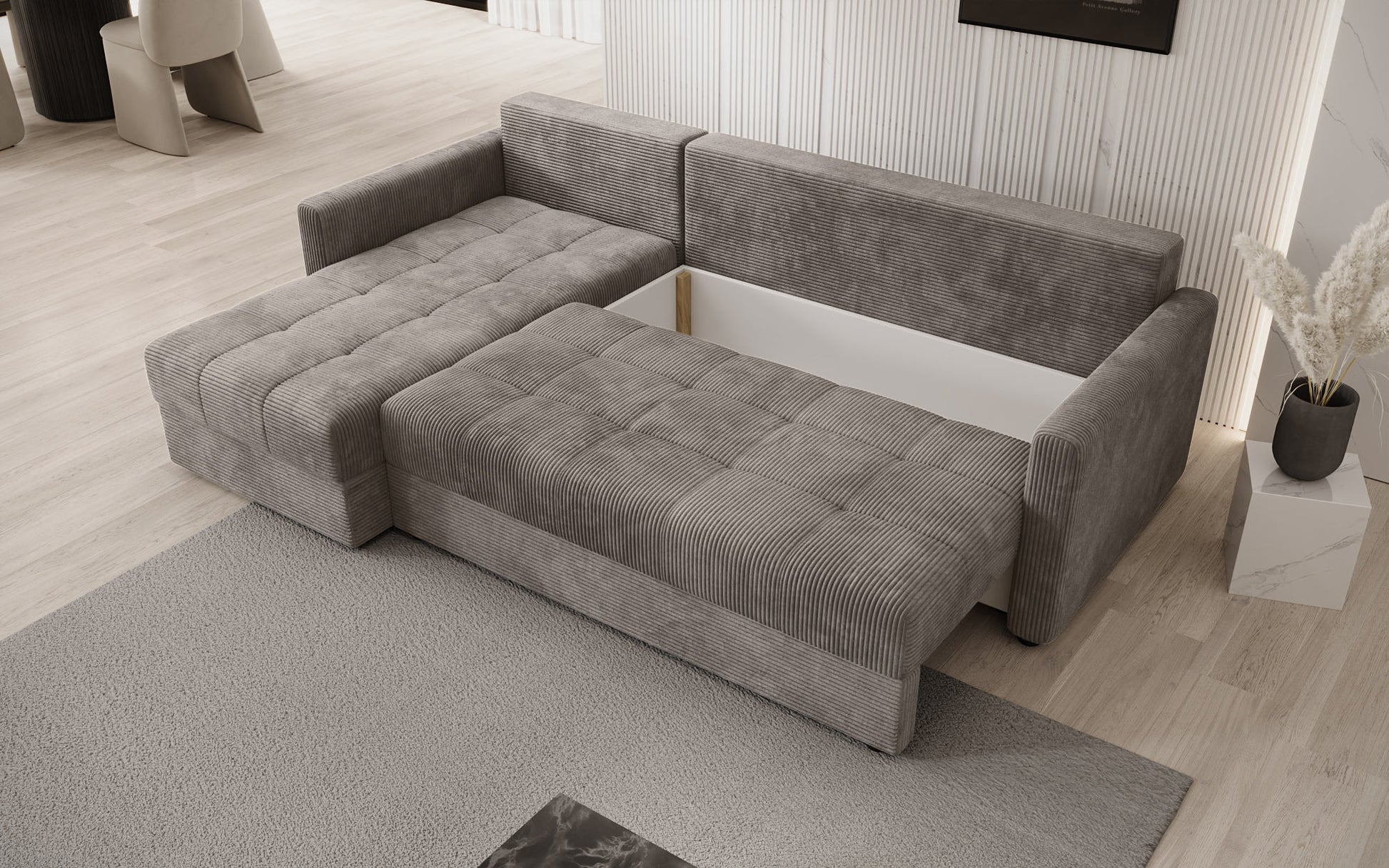 Luxusbetten24 Designer Sofa Roma Cord Schlaf‑Klappfunktion