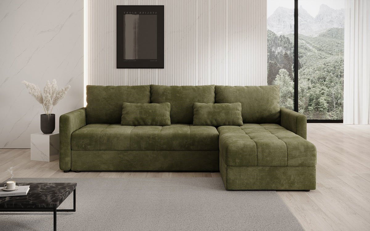 Luxusbetten24 Designer Sofa Roma Cord Schlaf‑Klappfunktion