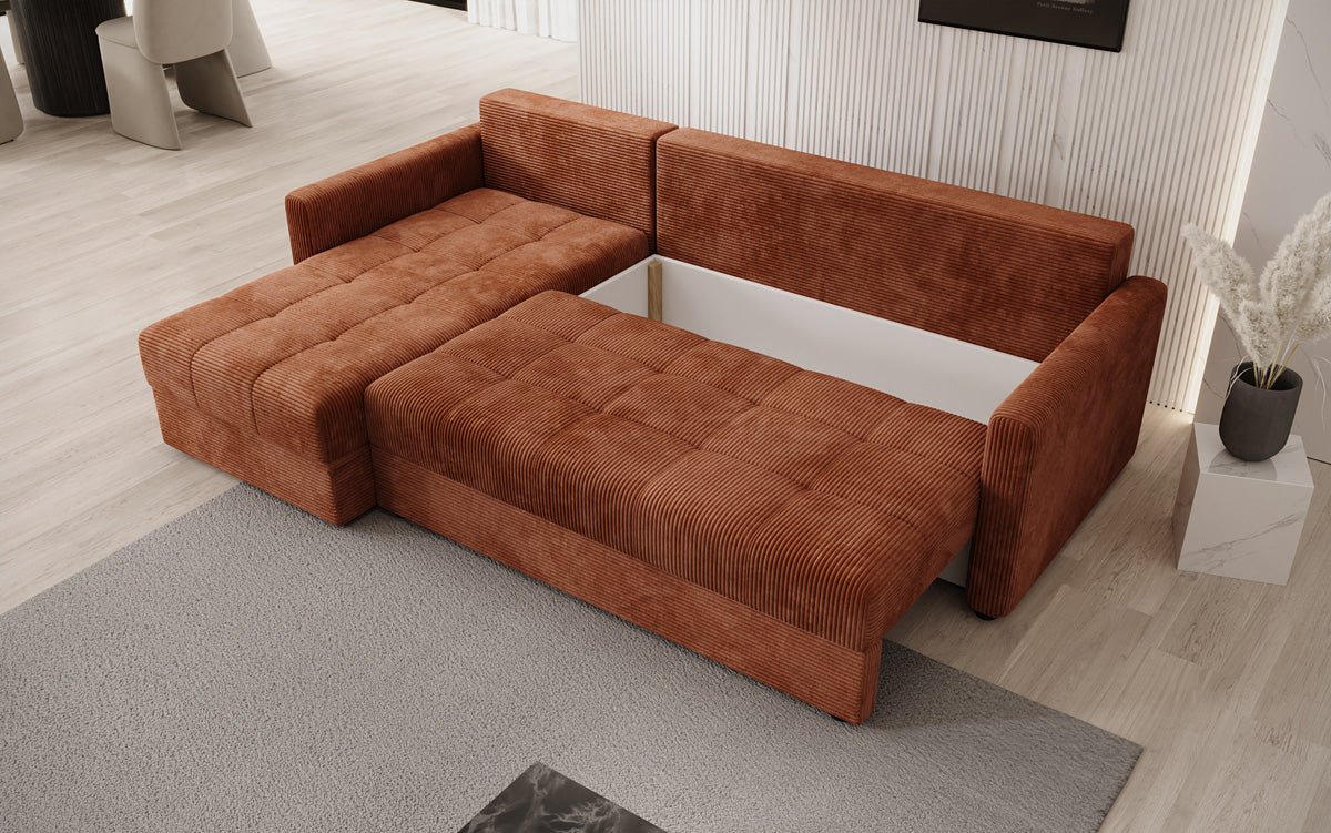 Luxusbetten24 Designer Sofa Roma Cord Schlaf‑Klappfunktion