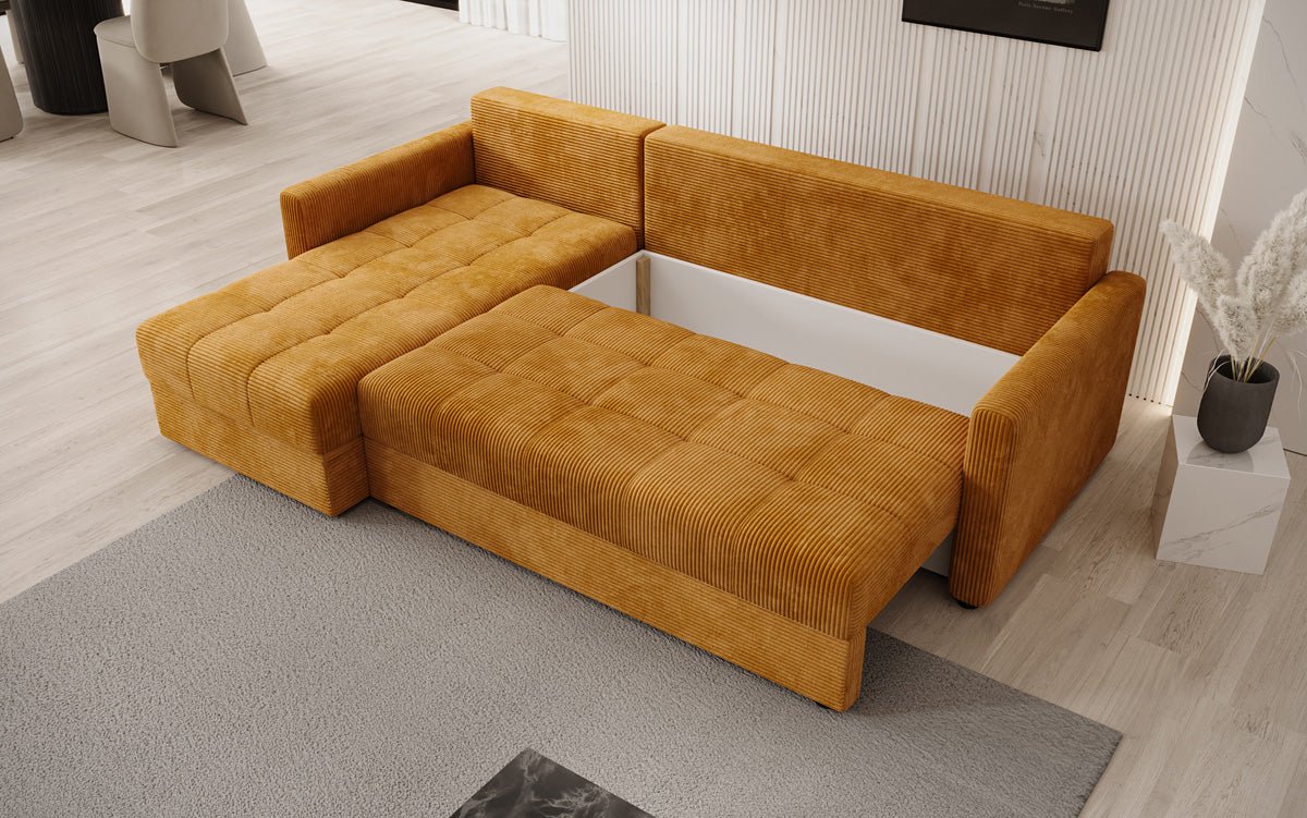 Luxusbetten24 Designer Sofa Roma Cord Schlaf‑Klappfunktion