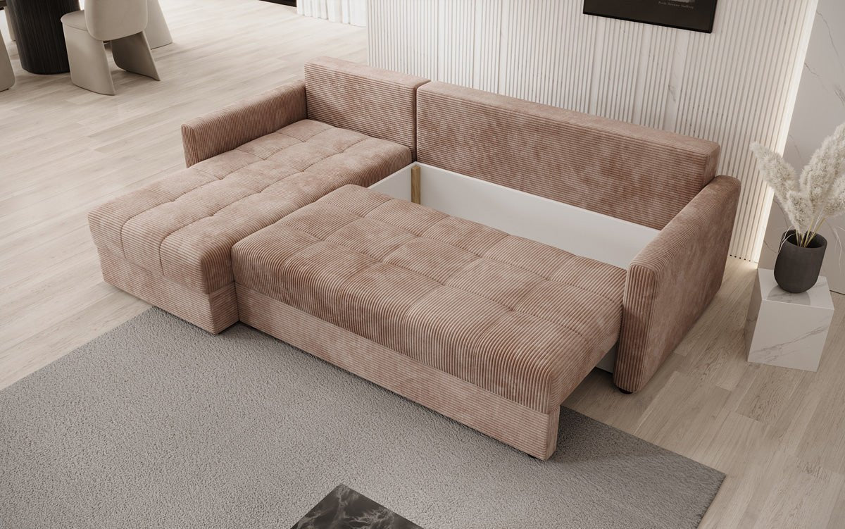 Luxusbetten24 Designer Sofa Roma Cord Schlaf‑Klappfunktion