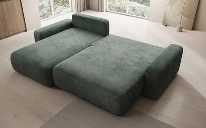 Luxusbetten24 Lola Cord Sofa mit Schlaf‑ und Klappfunktion