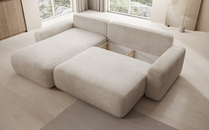 Luxusbetten24 Lola Cord Sofa mit Schlaf‑ und Klappfunktion