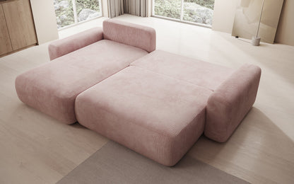 Luxusbetten24 Lola Cord Sofa mit Schlaf‑ und Klappfunktion
