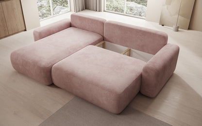 Luxusbetten24 Lola Cord Sofa mit Schlaf‑ und Klappfunktion