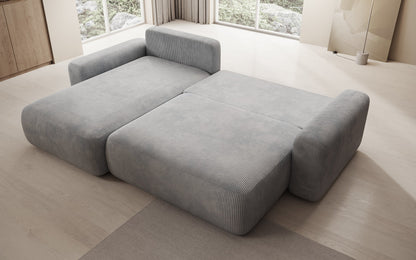 Luxusbetten24 Lola Cord Sofa mit Schlaf‑ und Klappfunktion