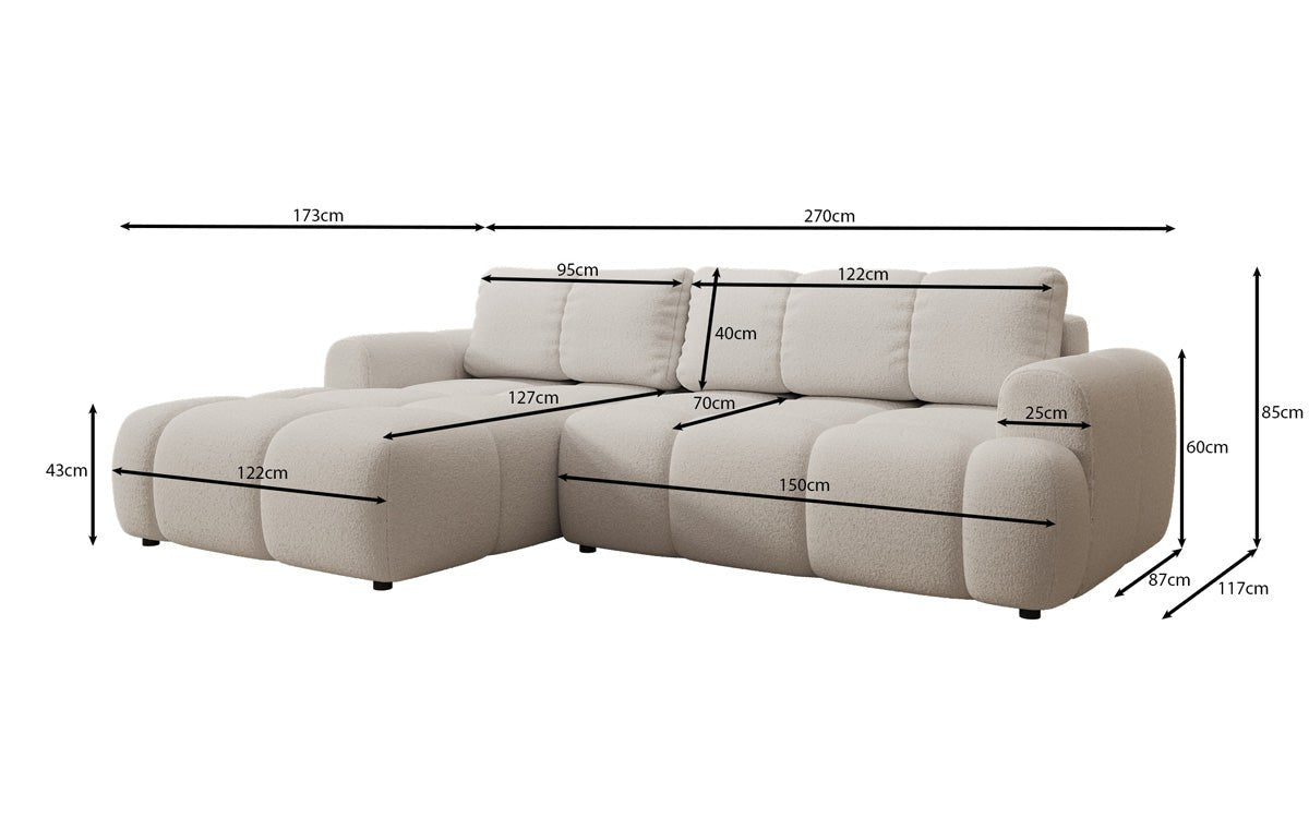 Luxusbetten24 Analfi L Sofa mit Schlaf‑Klappfunktion in Bouclé