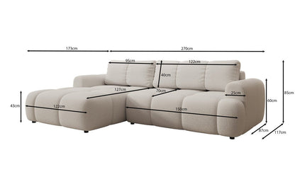 Luxusbetten24 Analfi L Sofa mit Schlaf‑Klappfunktion in Bouclé