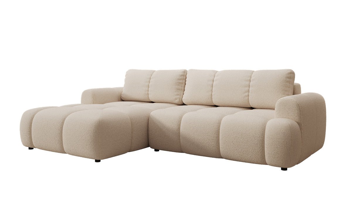 Luxusbetten24 Analfi L Sofa mit Schlaf‑Klappfunktion in Bouclé