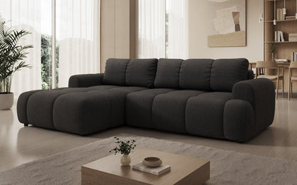 Luxusbetten24 Analfi L Sofa mit Schlaf‑Klappfunktion in Bouclé