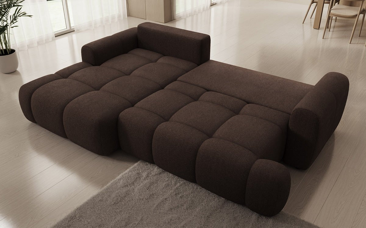 Luxusbetten24 Analfi L Sofa mit Schlaf‑Klappfunktion in Bouclé