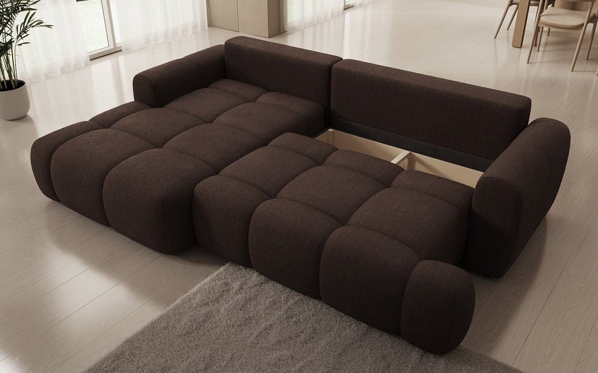 Luxusbetten24 Analfi L Sofa mit Schlaf‑Klappfunktion in Bouclé