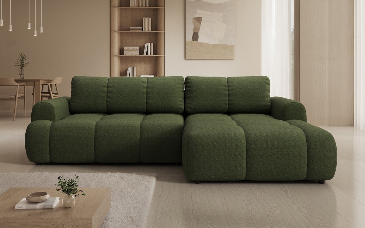 Luxusbetten24 Analfi L Sofa mit Schlaf‑Klappfunktion in Bouclé