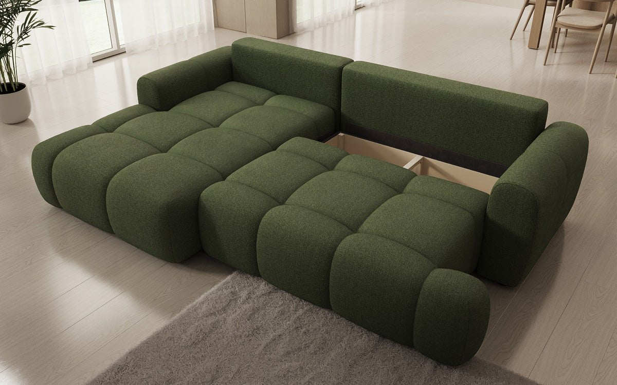 Luxusbetten24 Analfi L Sofa mit Schlaf‑Klappfunktion in Bouclé