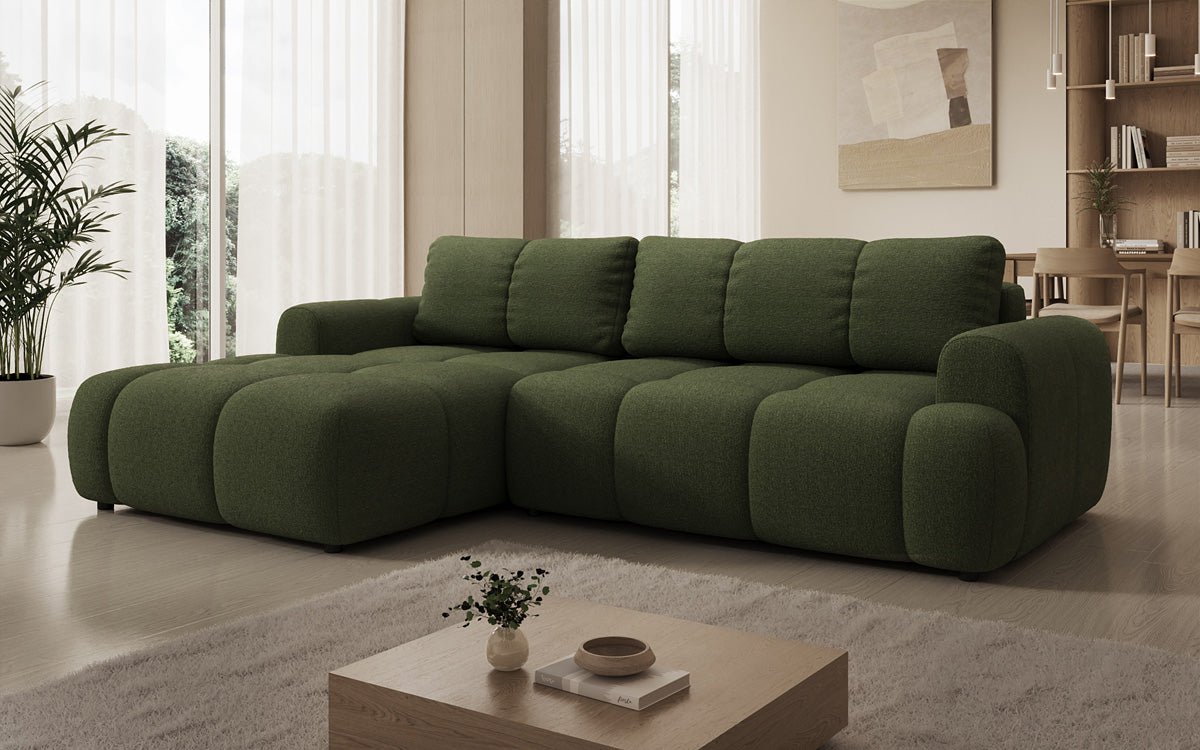 Luxusbetten24 Analfi L Sofa mit Schlaf‑Klappfunktion in Bouclé