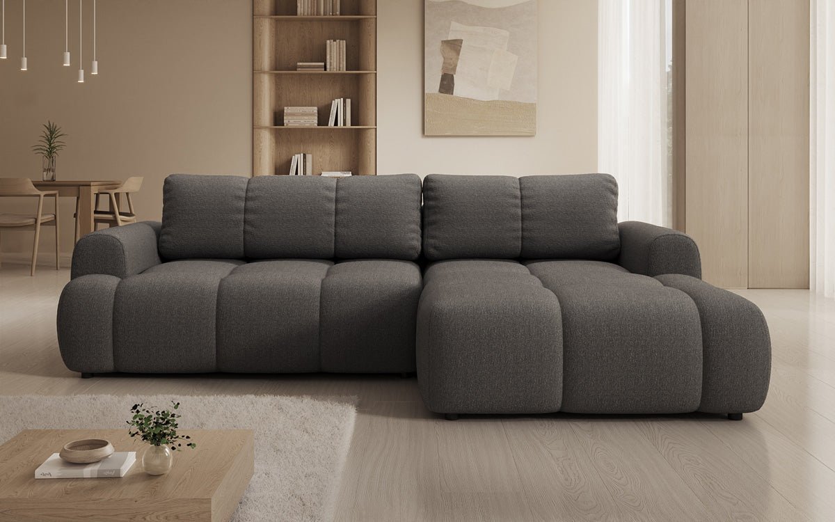 Luxusbetten24 Analfi L Sofa mit Schlaf‑Klappfunktion in Bouclé