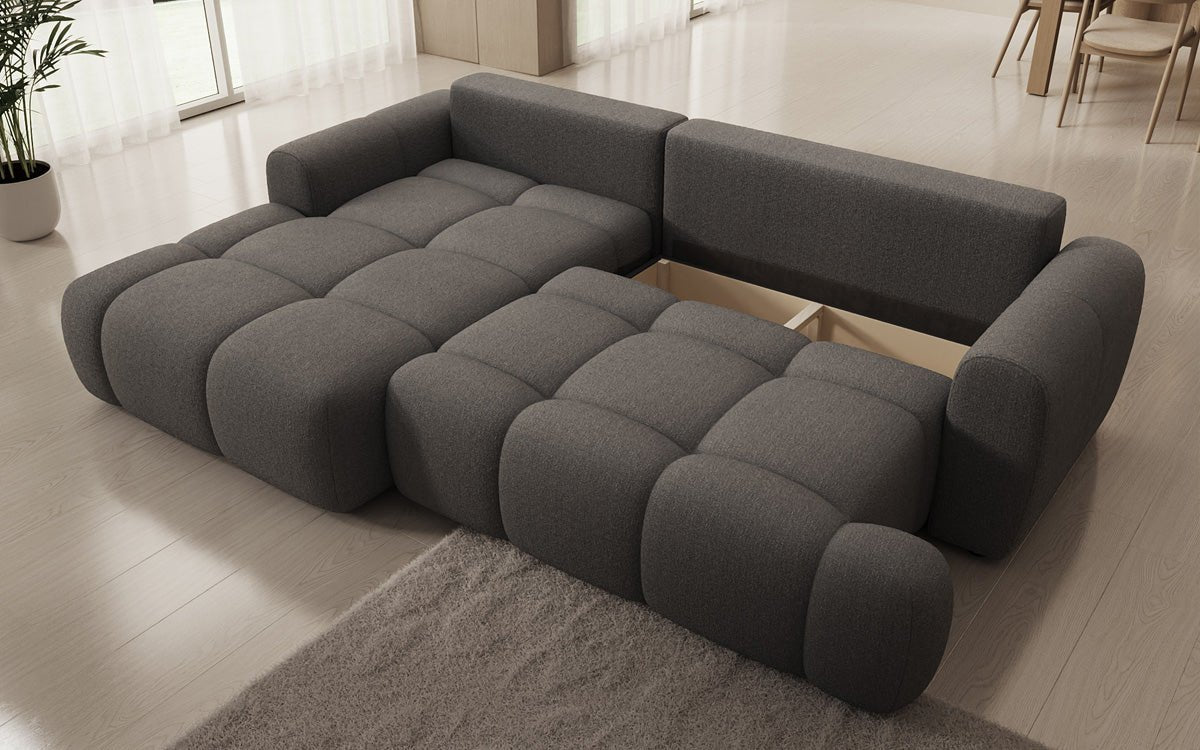Luxusbetten24 Analfi L Sofa mit Schlaf‑Klappfunktion in Bouclé