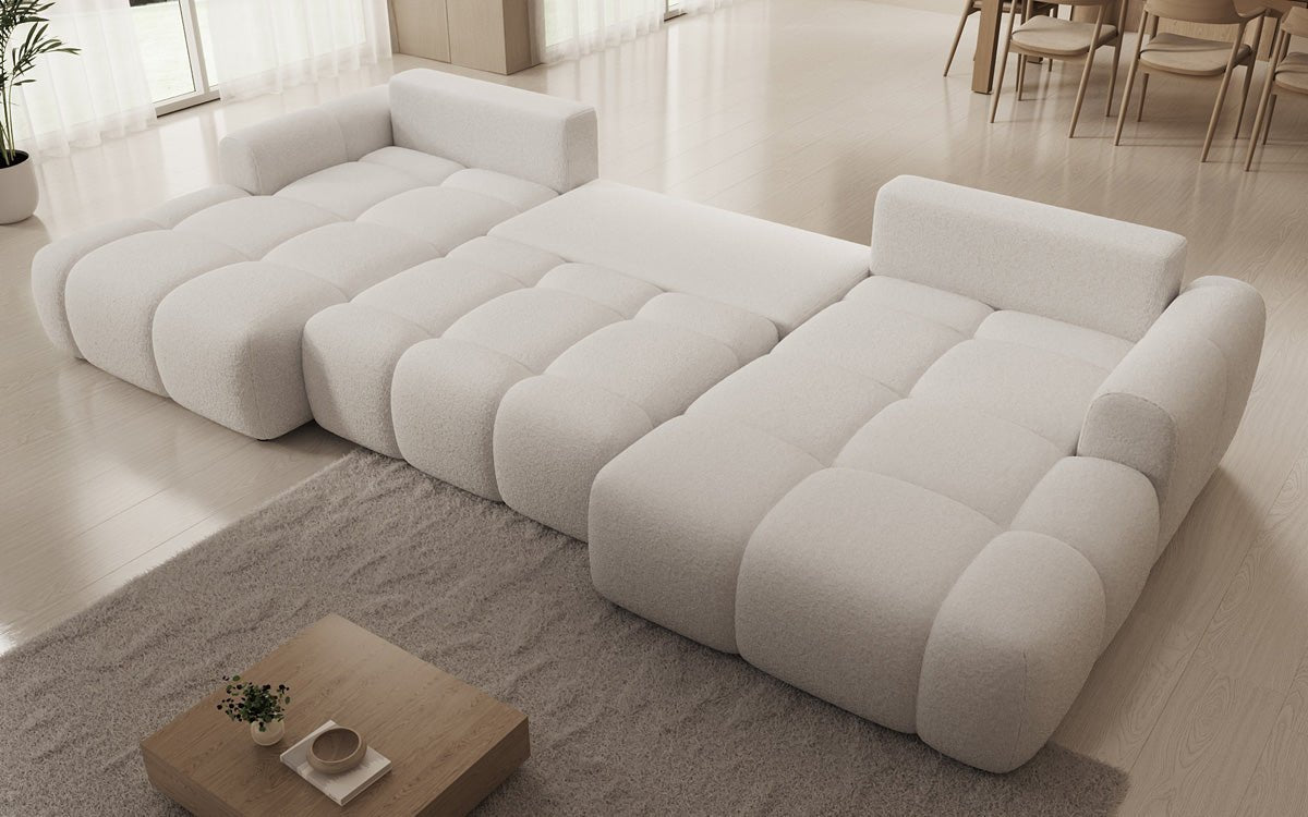 Luxusbetten24 Analfi U Designer Sofa mit Schlaf‑ und Klappfunktion, Bouclé