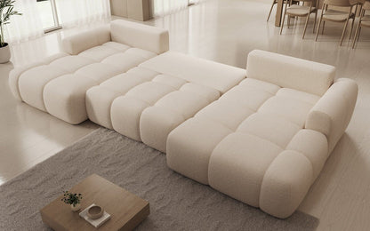 Luxusbetten24 Analfi U Designer Sofa mit Schlaf‑ und Klappfunktion, Bouclé