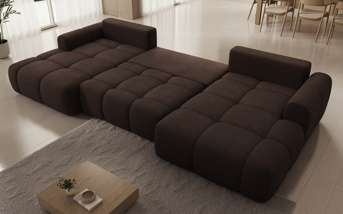 Luxusbetten24 Analfi U Designer Sofa mit Schlaf‑ und Klappfunktion, Bouclé