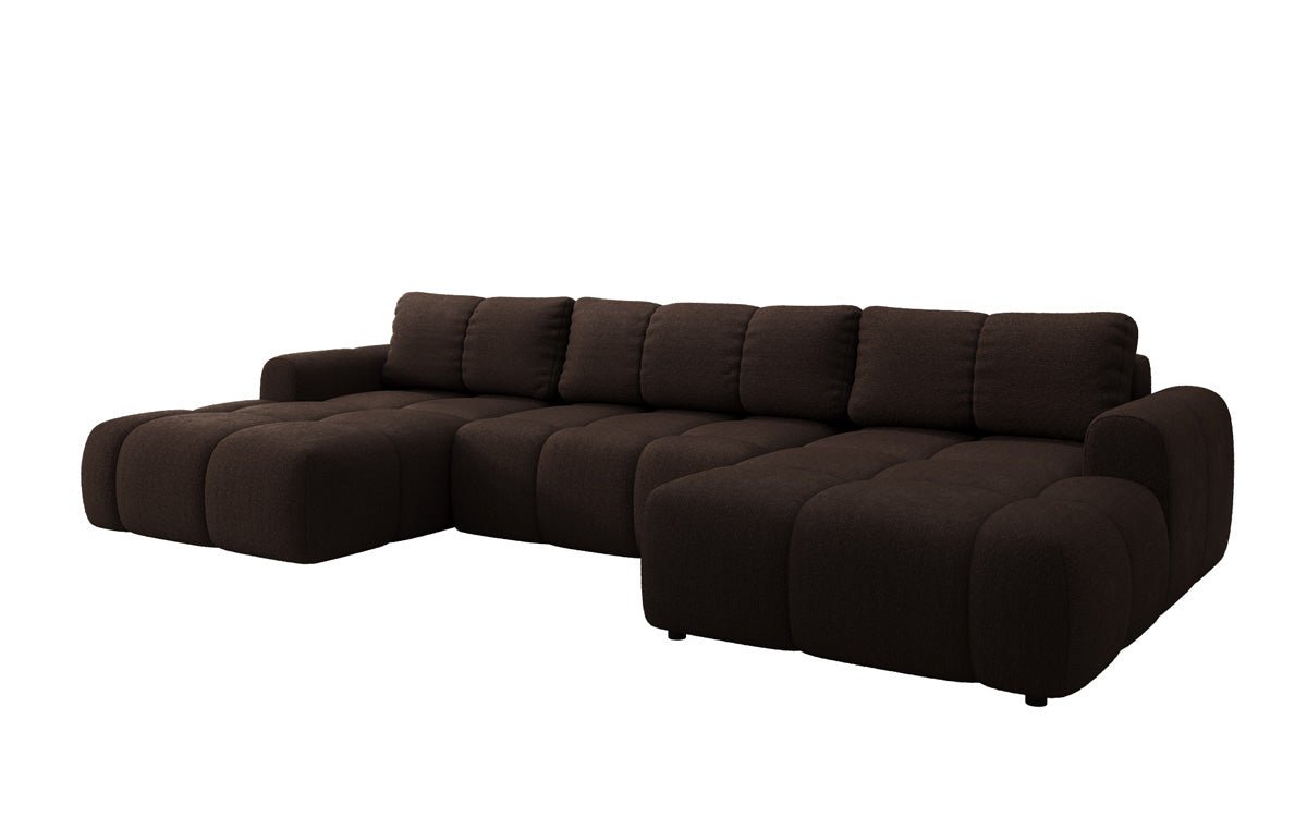 Luxusbetten24 Analfi U Designer Sofa mit Schlaf‑ und Klappfunktion, Bouclé