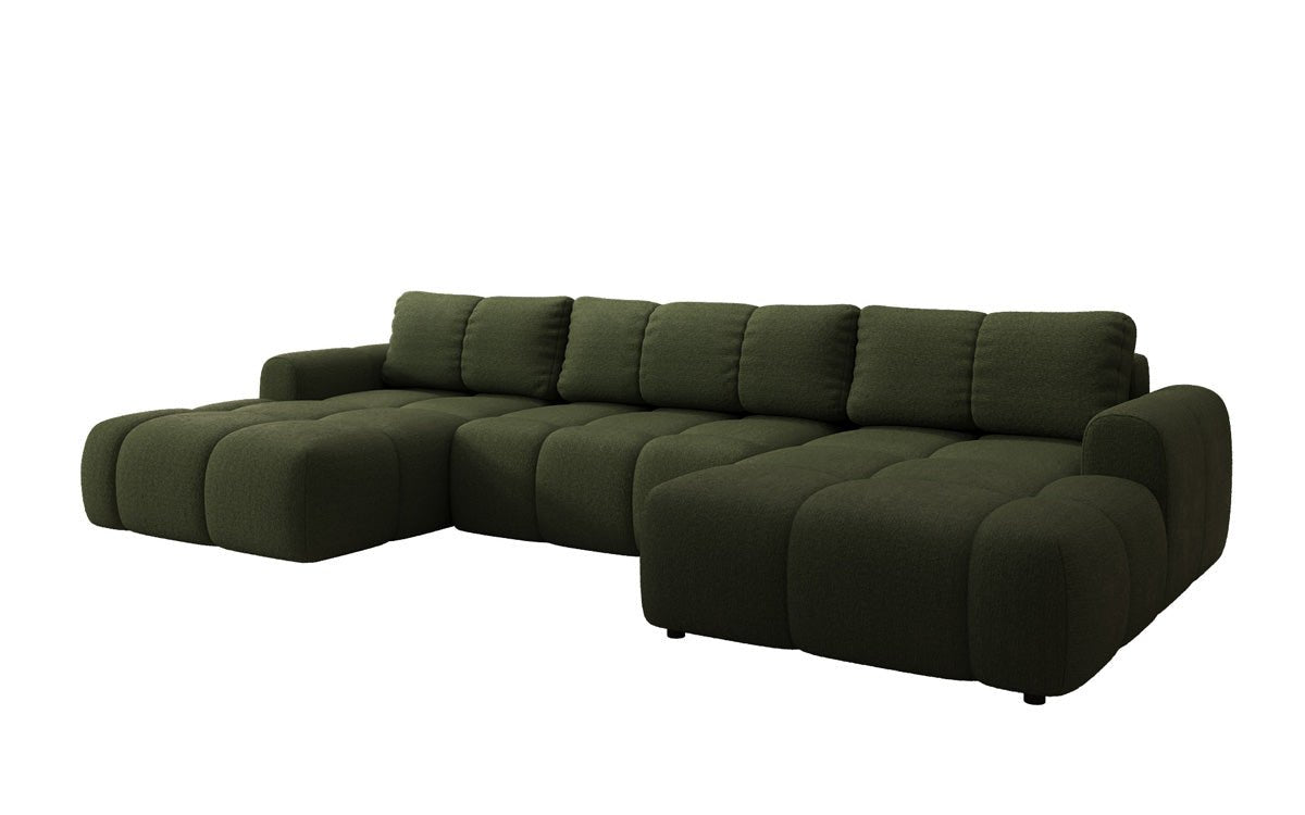Luxusbetten24 Analfi U Designer Sofa mit Schlaf‑ und Klappfunktion, Bouclé