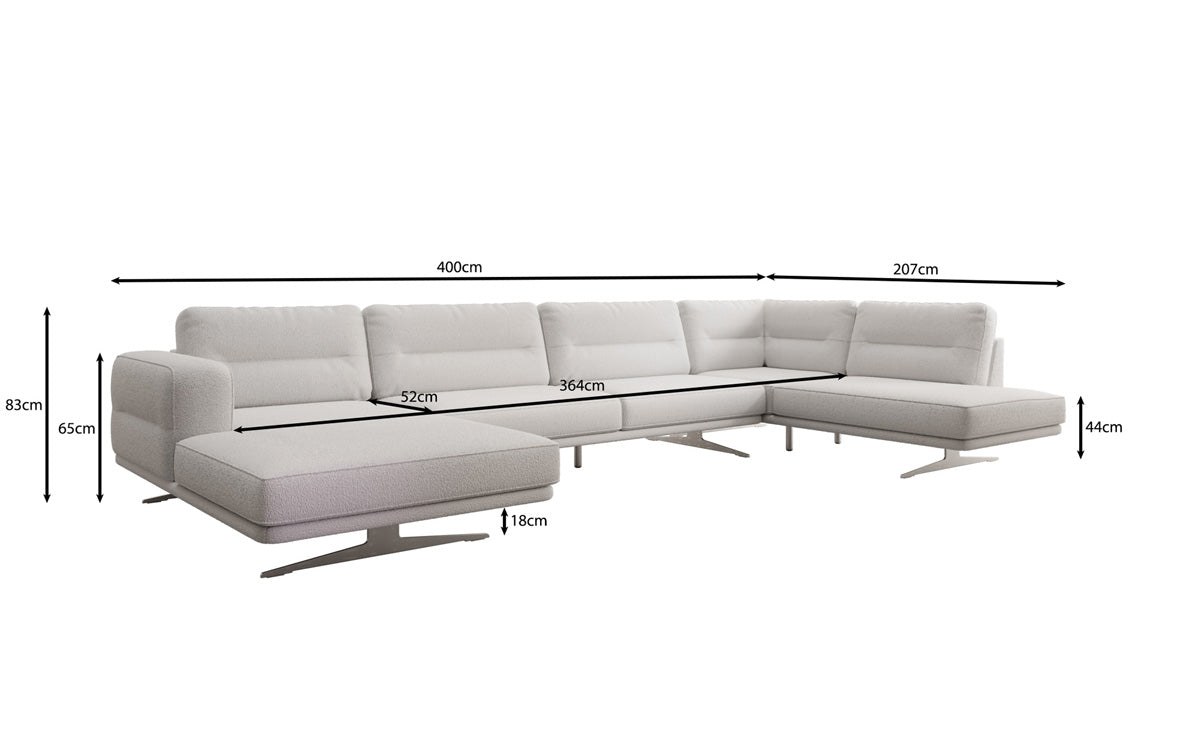 Luxusbetten24 Designer Torino U Moderne Wohnlandschaft Sofa Bouclé