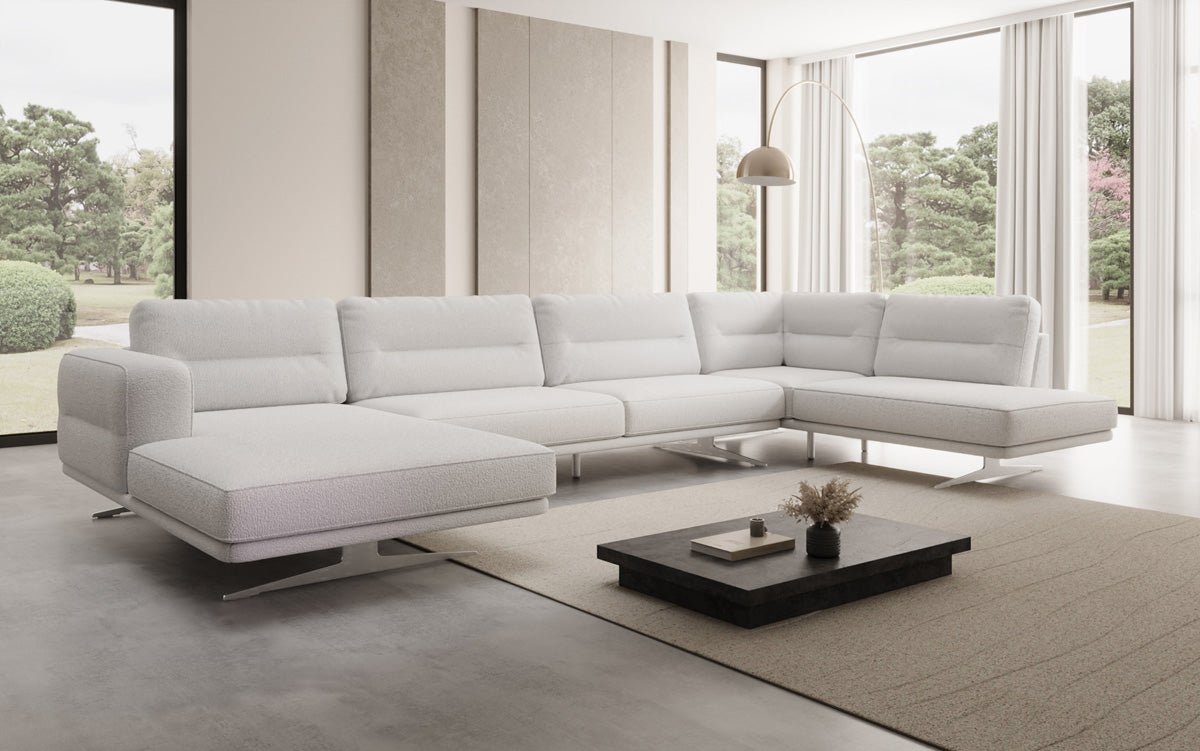 Luxusbetten24 Designer Torino U Moderne Wohnlandschaft Sofa Bouclé