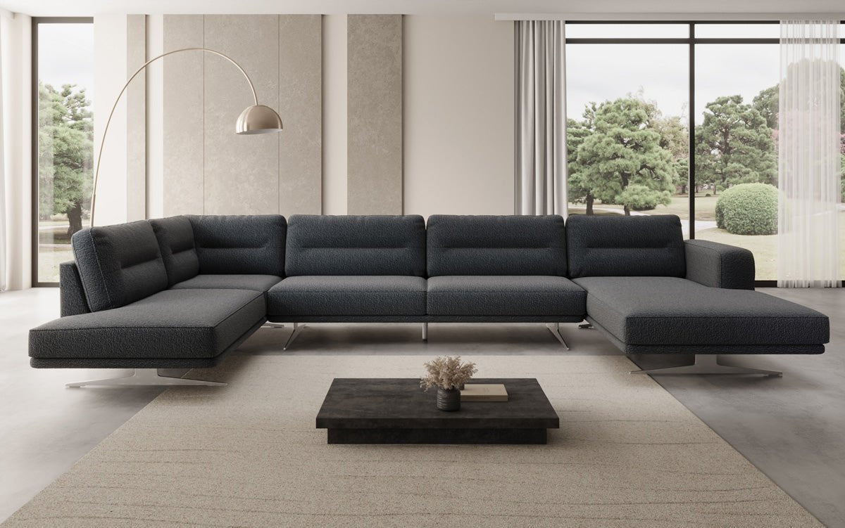 Luxusbetten24 Designer Torino U Moderne Wohnlandschaft Sofa Bouclé
