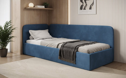 Luxusbetten24 Cleo Designer Polsterbett mit Stauraum, Samt, Links/Rechts