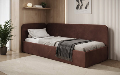 Luxusbetten24 Cleo Designer Polsterbett mit Stauraum, Samt, Links/Rechts