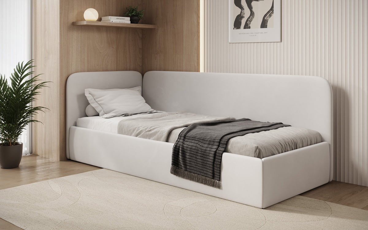 Luxusbetten24 Cleo Designer Polsterbett mit Stauraum, Samt, Links/Rechts