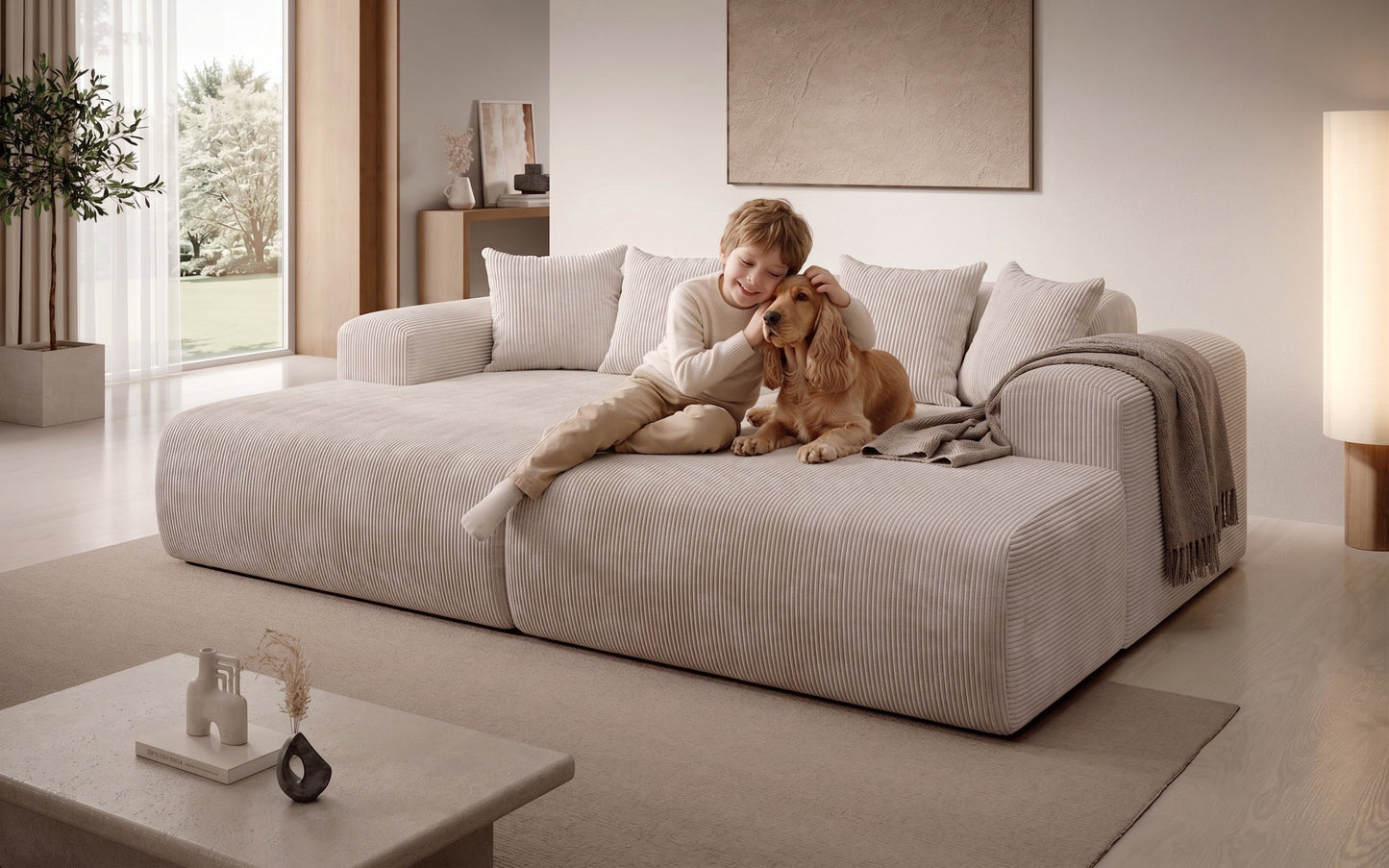 Luxusbetten24 Designer Shelly Lounge‑Sofa Cord Modernes Wohnzimmer Design