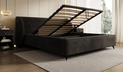 Designer Polsterbett Freya in Samt mit Stauraum
