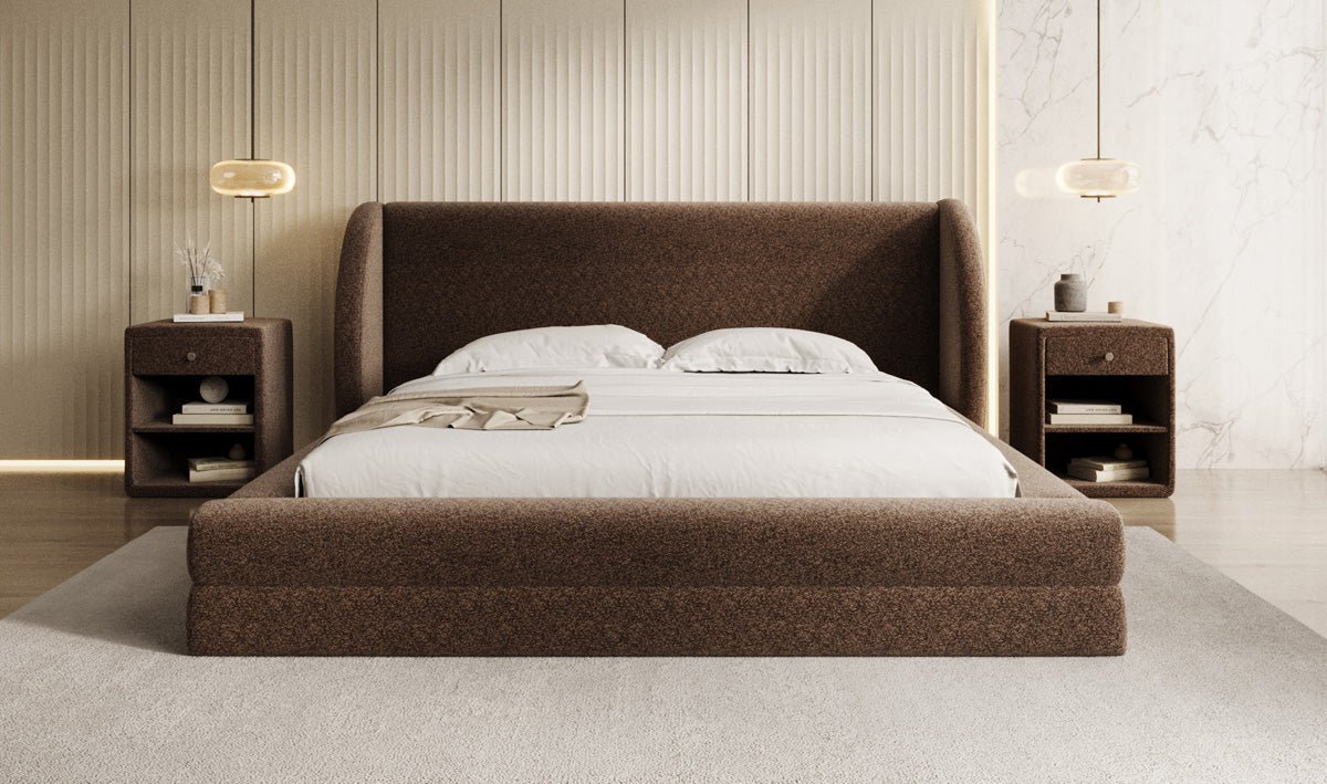 Luxusbetten24 Liv Polsterbett Strukturstoff mit Stauraum, 140‑200 cm, Beige