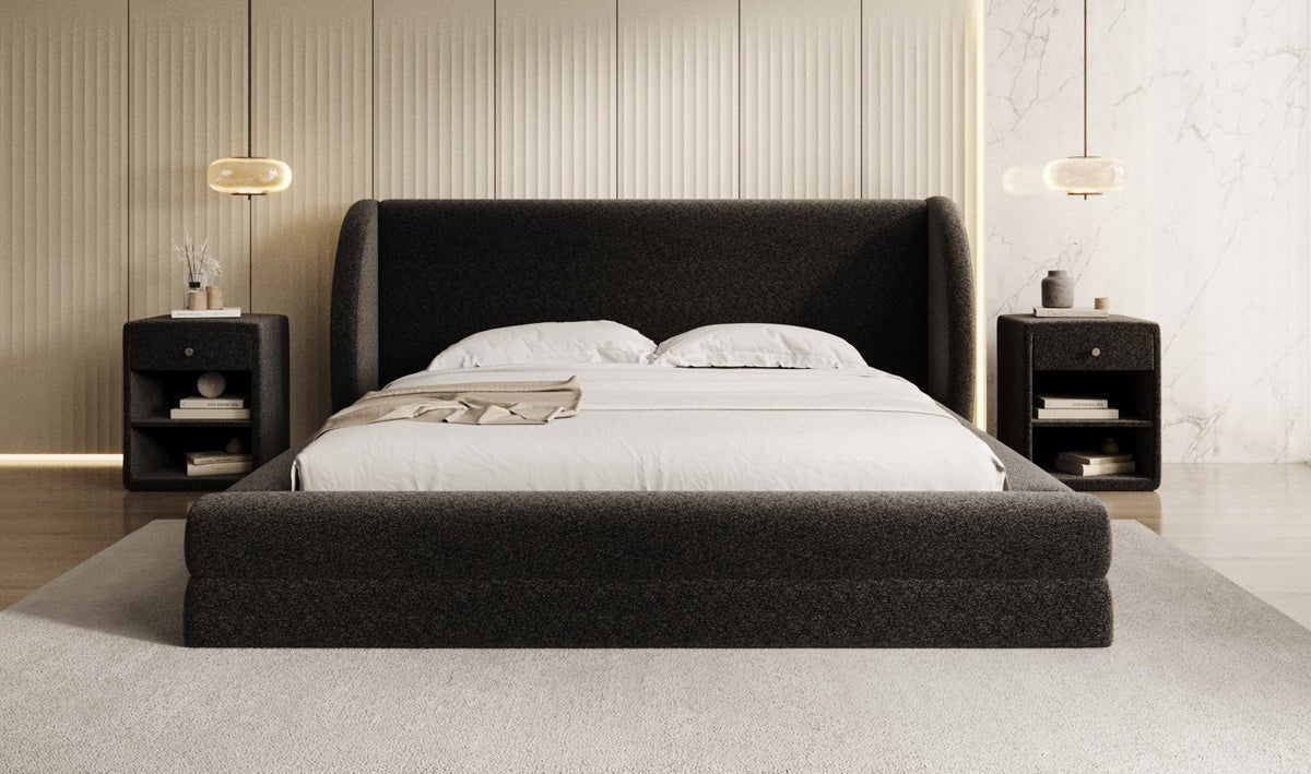 Luxusbetten24 Liv Polsterbett Strukturstoff mit Stauraum, 140‑200 cm, Beige