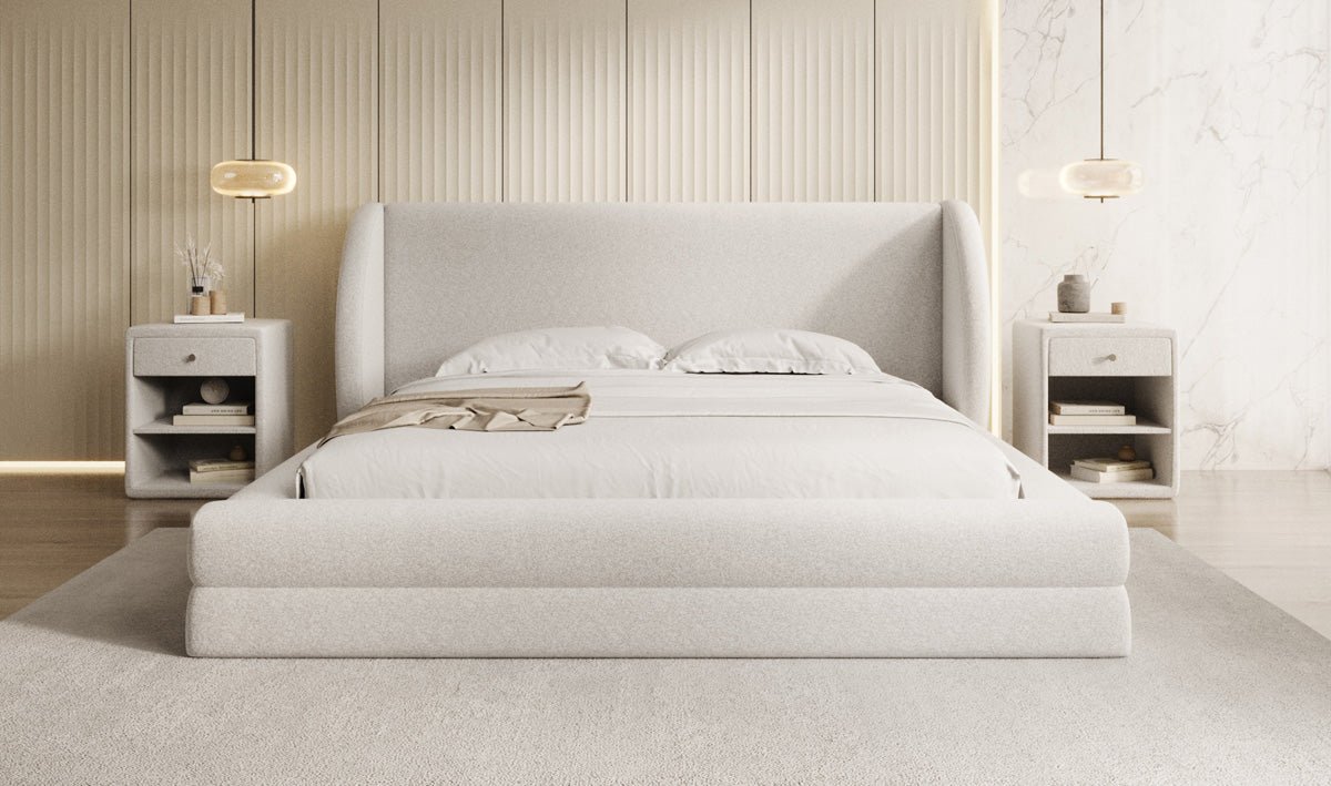 Luxusbetten24 Liv Polsterbett Strukturstoff mit Stauraum, 140‑200 cm, Beige