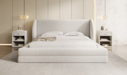 Luxusbetten24 Liv Polsterbett Strukturstoff mit Stauraum, 140‑200 cm, Beige