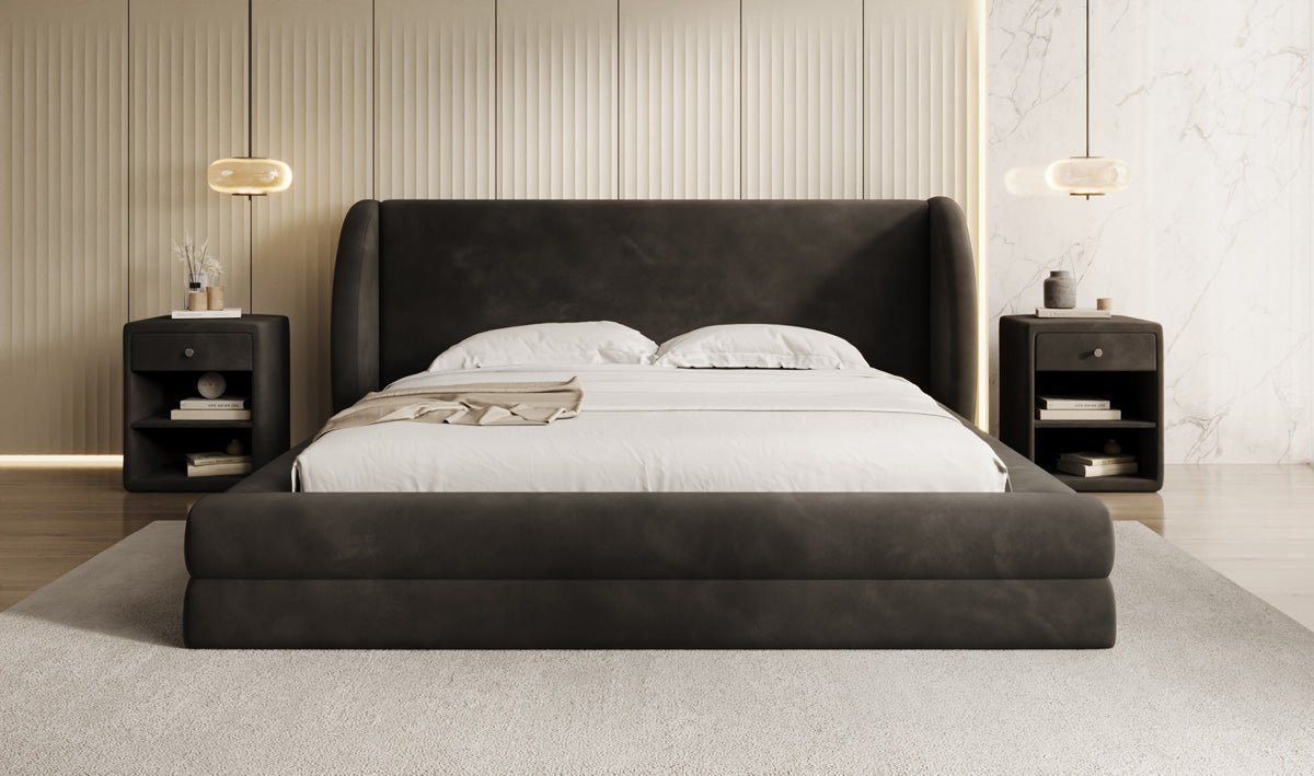 Designer Polsterbett Liv in Samt mit Stauraum
