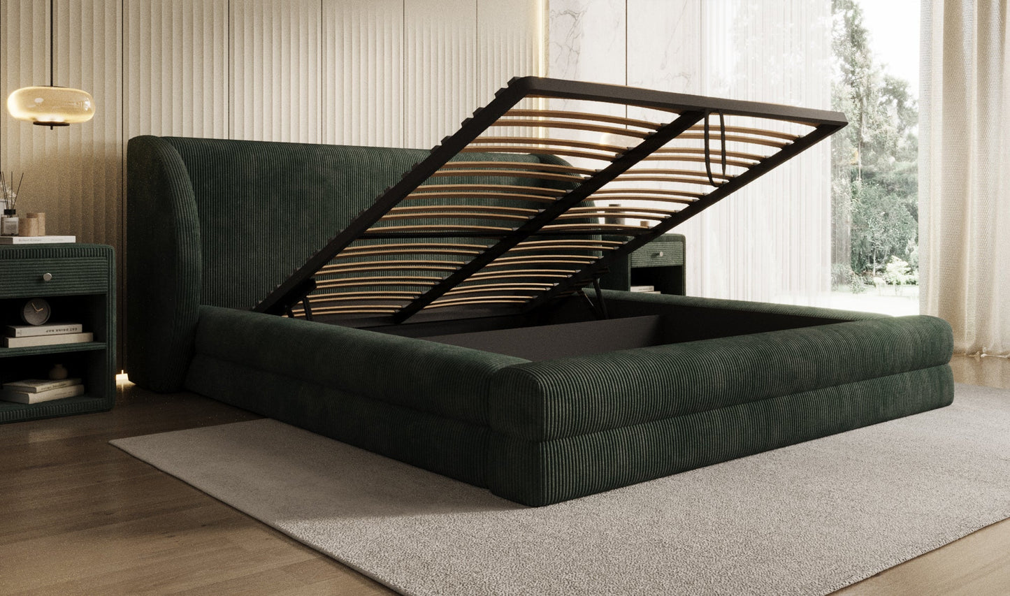 Luxusbetten24 Liv Cord Polsterbett mit Stauraum