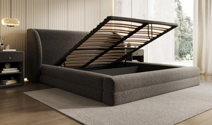 Luxusbetten24 Liv Polsterbett Strukturstoff mit Stauraum, 140‑200 cm, Beige