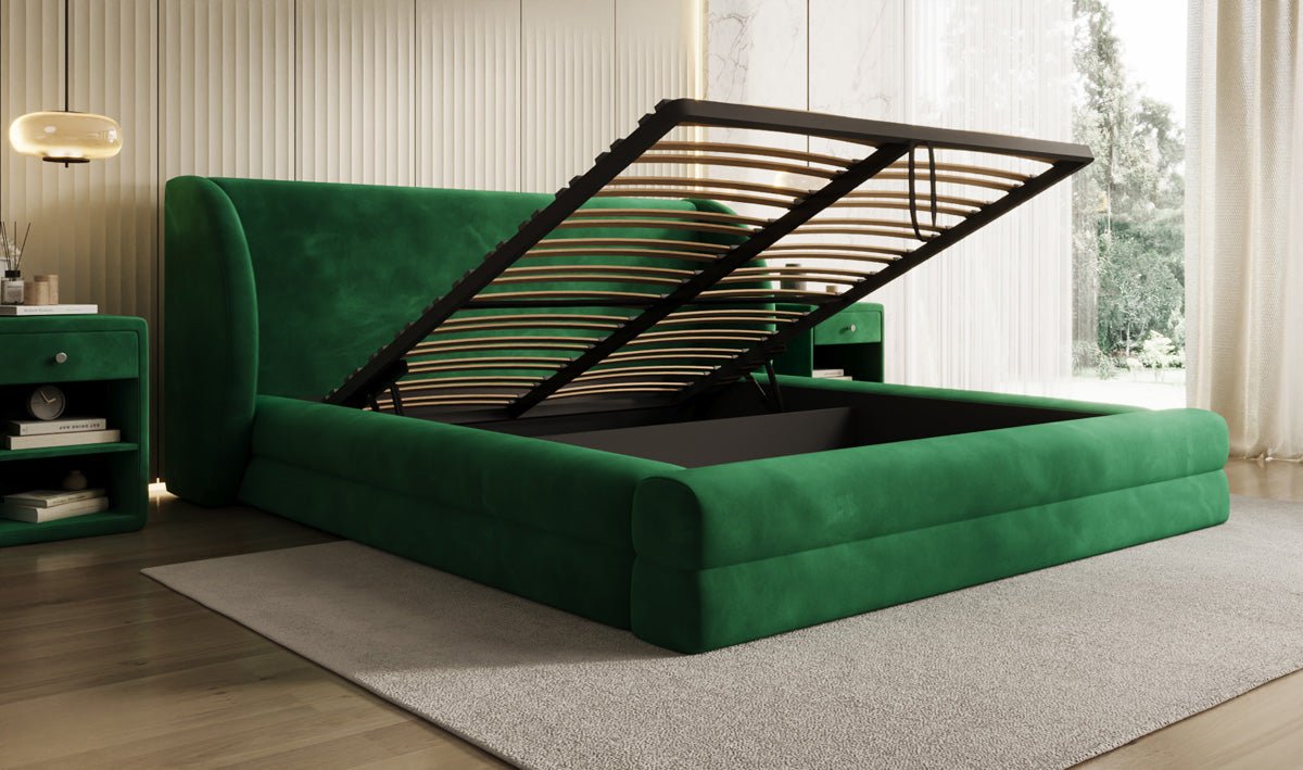Designer Polsterbett Liv in Samt mit Stauraum