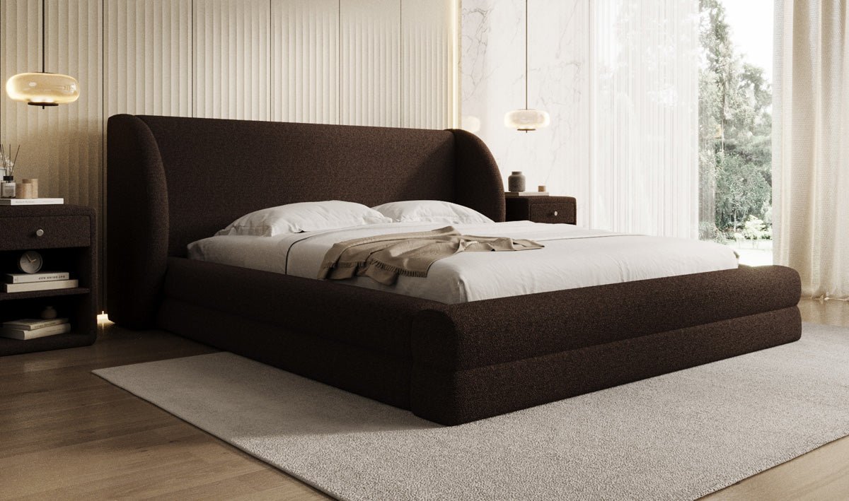 Luxusbetten24 Liv Designer Polsterbett Teddy Bouclé 140x200 Beige