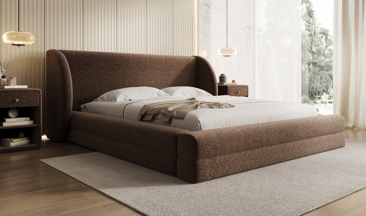 Luxusbetten24 Liv Polsterbett Strukturstoff mit Stauraum für Schlafzimmer